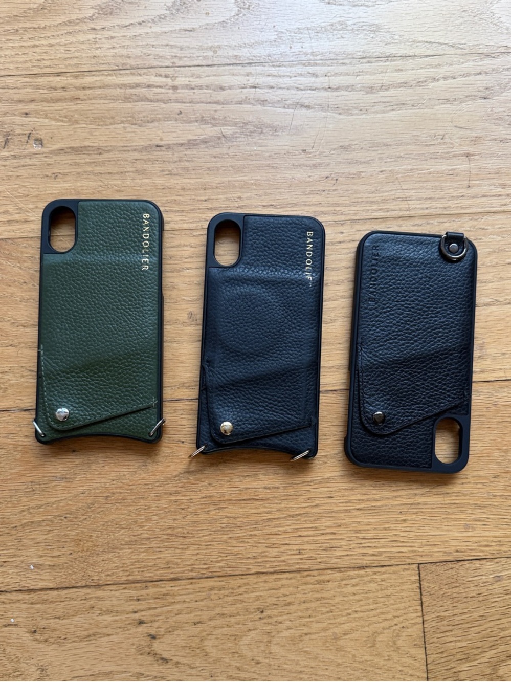 Bandolier Leather iPhone X/Xs Case Trio - Black & Green - one rare lariat style